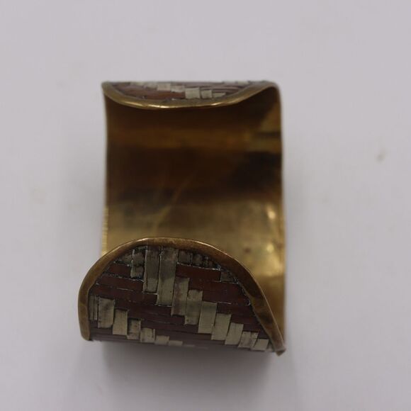 Vintage Copper Braided Woven Cuff Bracelet Bohemian Avant Garde Wide Cuff - Picture 10 of 10